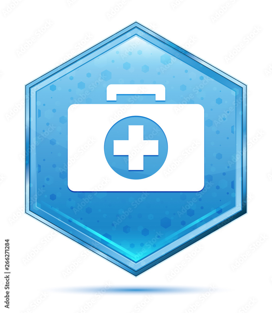 Obraz premium First aid kit icon crystal blue hexagon button