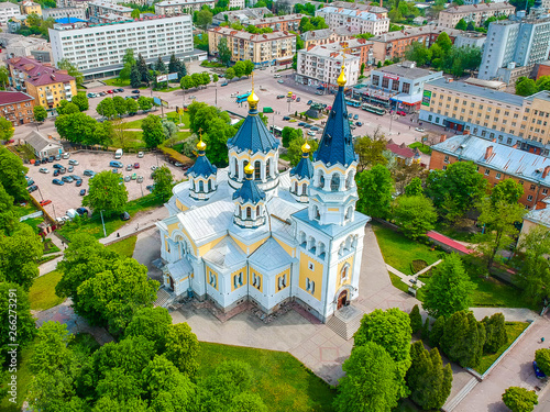Holy Cross Cathedral in Zhytomyr photo from a height