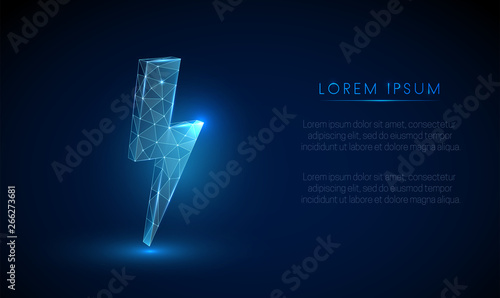 Abstarct low poly lightning. Vector arrow wireframe