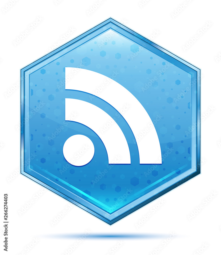 RSS Feed icon crystal blue hexagon button RSS Feed icon crystal blue hexagon button