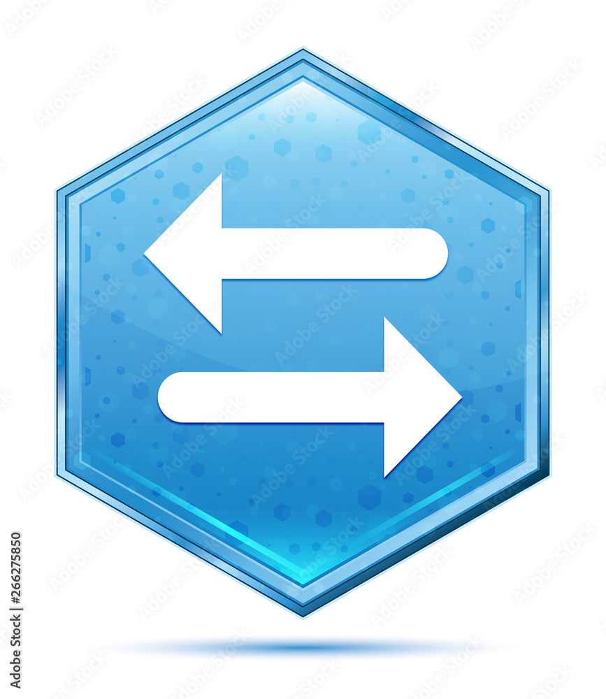 Transfer arrow icon crystal blue hexagon button Transfer arrow icon crystal blue hexagon button