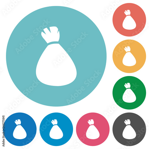 Money bag flat round icons