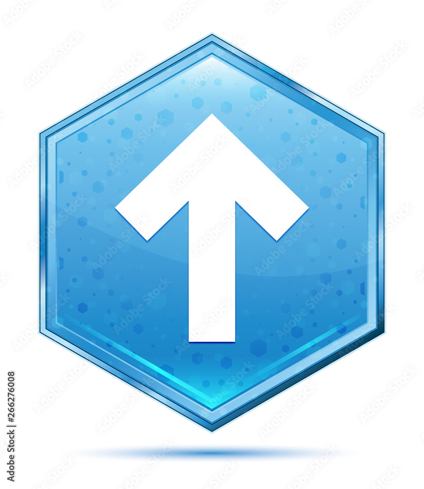 Up arrow icon crystal blue hexagon button Up arrow icon crystal blue hexagon button