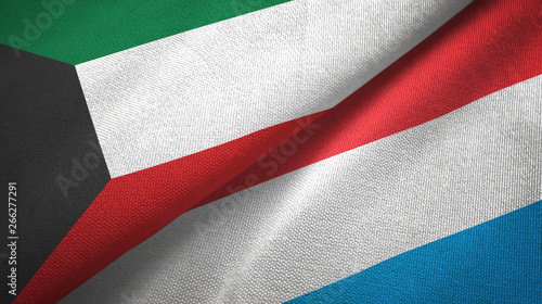 Kuwait and Luxembourg two flags textile cloth  fabric texture