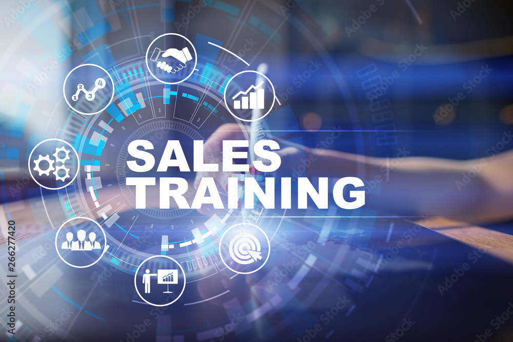 Sales training, Business development and marketing concept on virtual screen. Sales training, Business development and marketing concept on virtual screen.