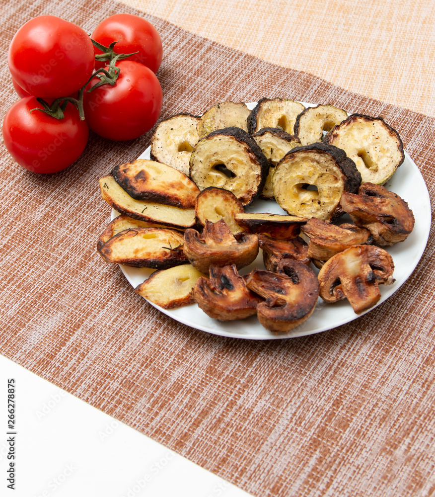 grilled vegetables on a white plate grilled vegetables on a white plate