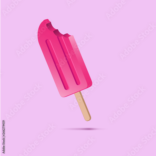 Vector abstract popsicle. Strawberry flavored ice cream. Background for summer poster or advertising