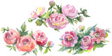 Peony bouquet floral botanical flowers. Watercolor background illustration set. Isolated bouquets illustration element.