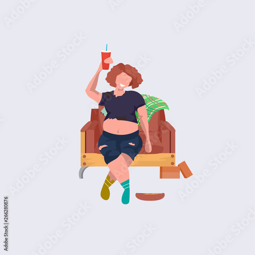 drunk woman beggar sitting armchair female tramp drinking alcohol homeless jobless concept cartoon character flat full length