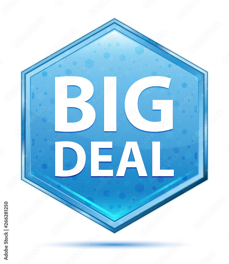 Big Deal crystal blue hexagon button Big Deal crystal blue hexagon button