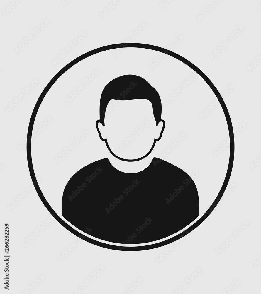Man profile Icon with circle shape on gray Background Man profile Icon with circle shape on gray Background
