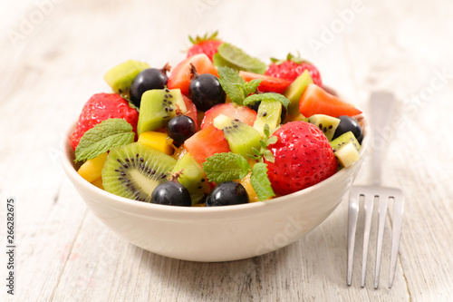mixed fruit salad with strawberry  grape  kiwi and banana