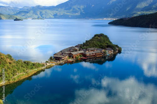 The charming natural scenery of lugu lake photo