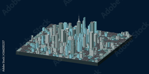 3D model of city. Vector illustration