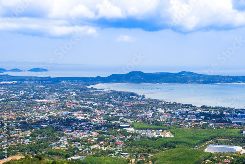 Panoramic view landscape and cityscape of Phuket City at Rang Hill in Phuket, Thailand. © bubbers