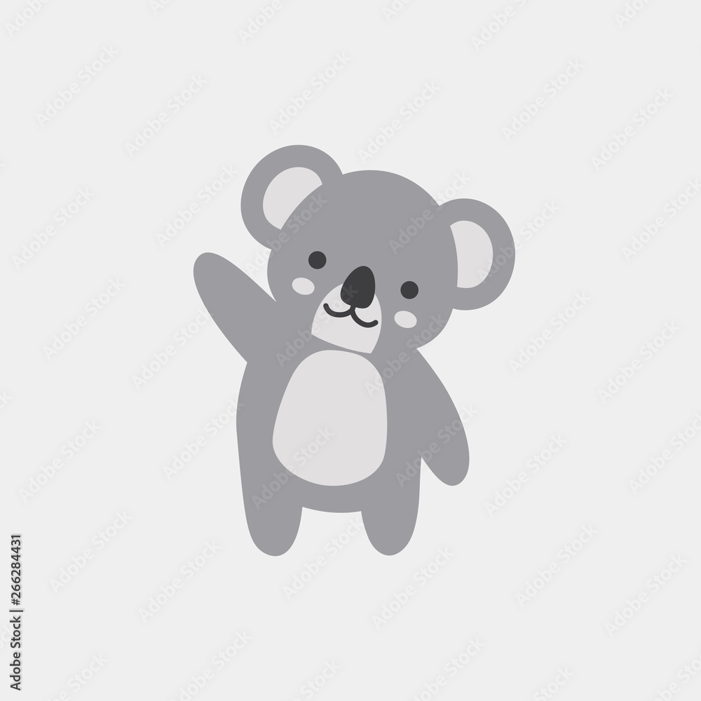 Fototapeta premium cute koala character vector design, greeting card, invitation, greeting card, poster, with cute, cartoon hand drawn watercolor background