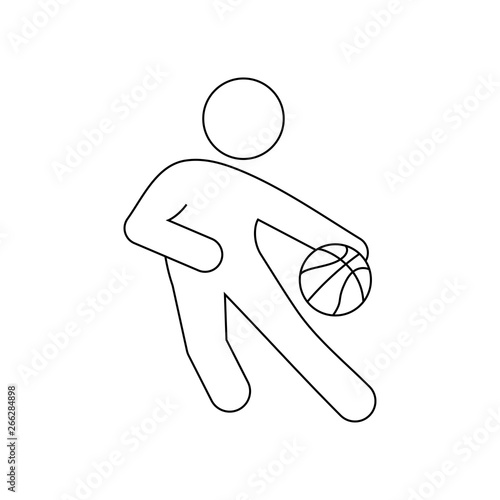 Icono plano lineal jugador de baloncesto en color negro