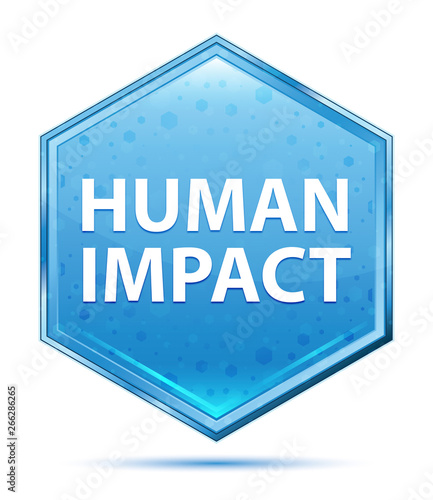 Human Impact crystal blue hexagon button