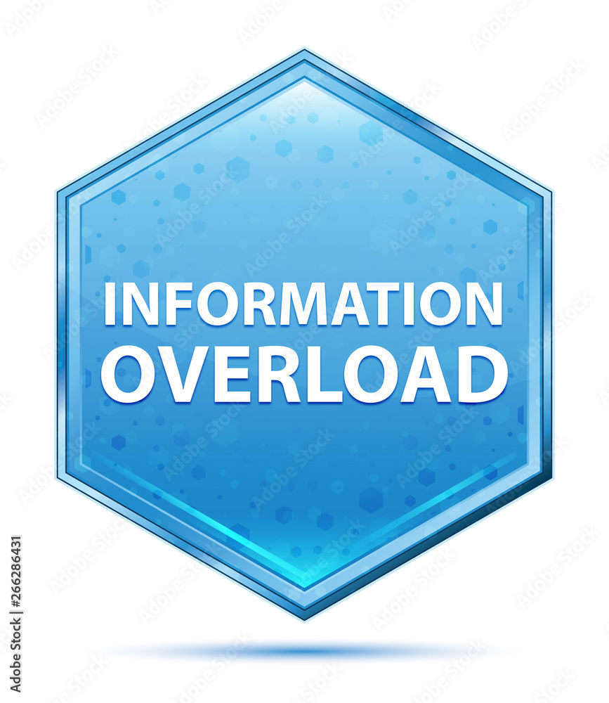 Information Overload crystal blue hexagon button Information Overload crystal blue hexagon button
