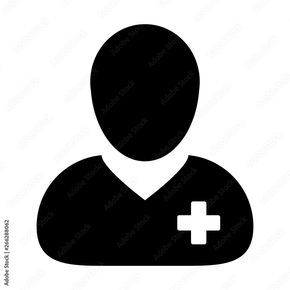 Doctor icon vector of male person profile avatar symbol for patient medical health care in flat color glyph pictogram illustration Doctor icon vector of male person profile avatar symbol for patient medical health care in flat color glyph pictogram illustration