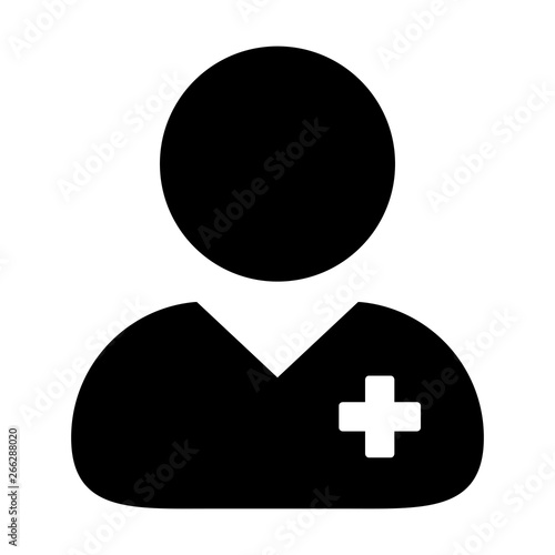 Health care client icon vector of male person profile avatar symbol for patient medical consultation in flat color glyph pictogram illustration