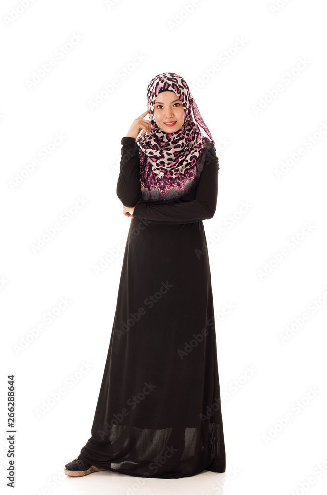 Beautiful Young Muslimah fashion pose isolated on white background Beautiful Young Muslimah fashion pose isolated on white background
