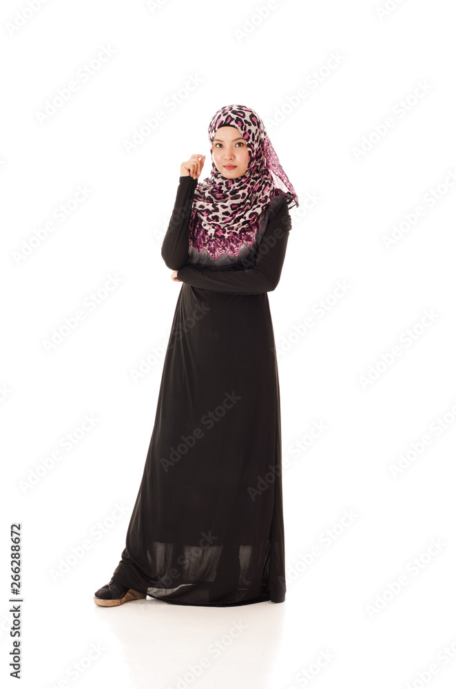 Beautiful Young Muslimah fashion pose isolated on white background