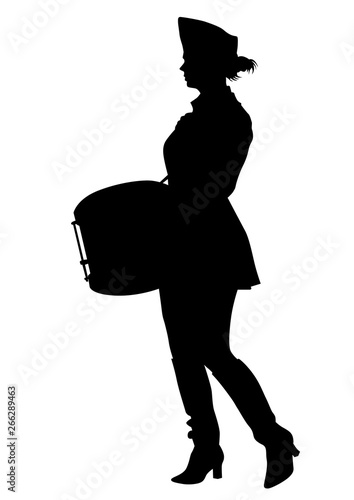 Younge girls with big drums on white background