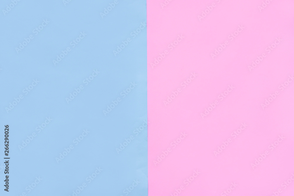 Beautiful Pink and Blue Pastel Color Paper Texture, Empty Flat. Trend Cute Colors, Minimal Pattern or Backdrop Concept. Abstract Light Blue and Pink of Soft Paper Background with Top View, Copy Space.