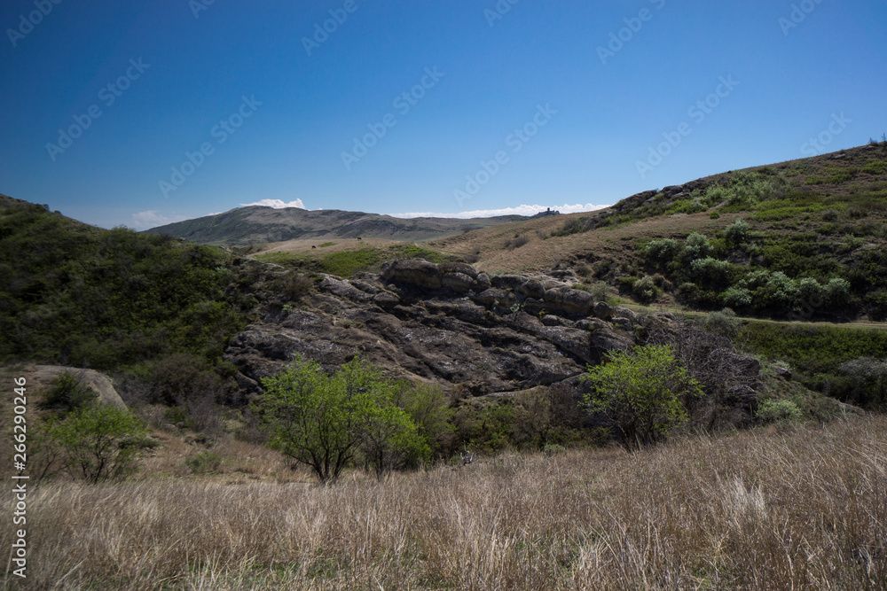 Azerbaijan border landscape dry grass