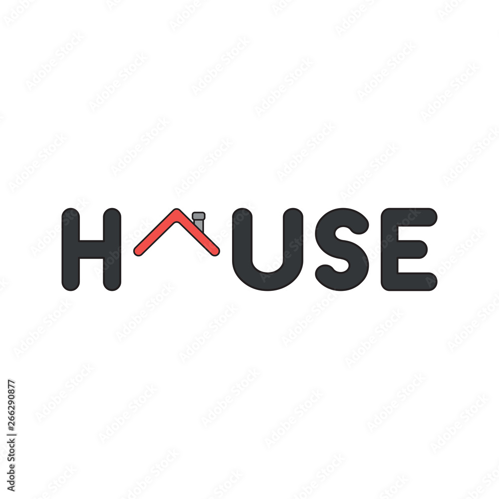 Vector icon concept of house word with house roof. Vector icon concept of house word with house roof.