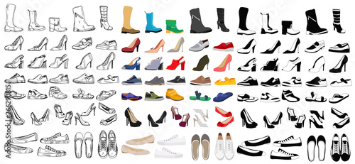 set, collection of men's and women's shoes
