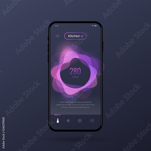 Dashboard UI and UX Kit. Control center design. Temperature control in the room. EPS 10.