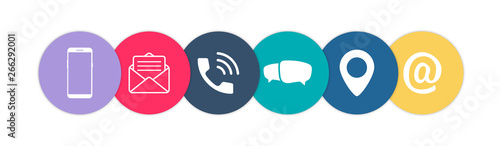 Contact us icons. Color Social Media network icons. Vector illustration