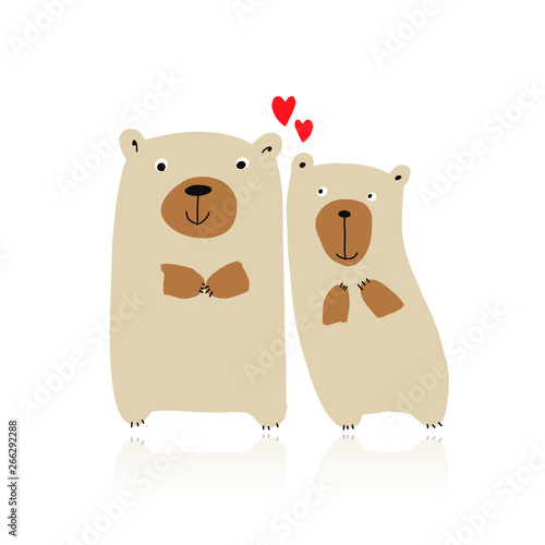 Funny bears family, sketch for your design