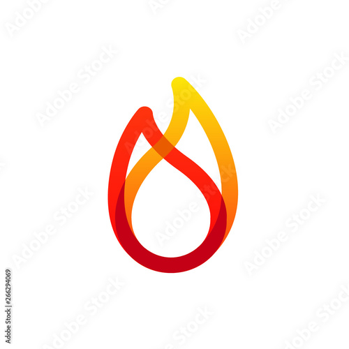 flame with overlapping colorful line logo design