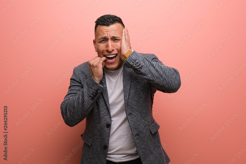 Young elegant latin man desperate and sad Young elegant latin man desperate and sad
