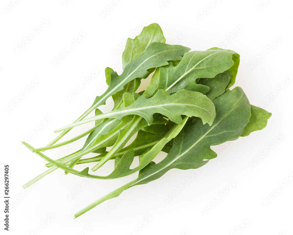 Heap of fresh arugula leaves isolated on white background Heap of fresh arugula leaves isolated on white background