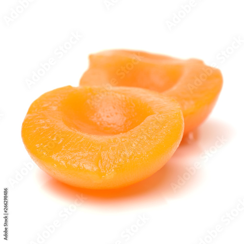 peaches in syrup on a white background 