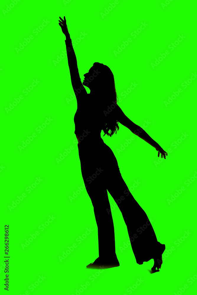 Perfil de una chica joven en dos tonos de color, con pose de bailarina.
