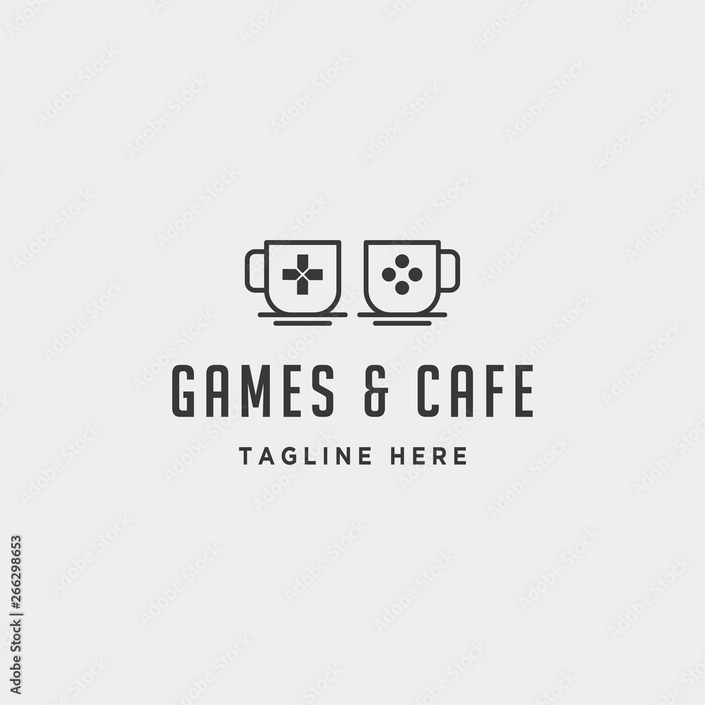 game cafe logo design concept vector illustration icon element Stock
