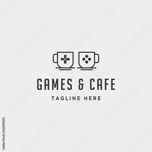 game cafe logo design concept vector illustration icon element