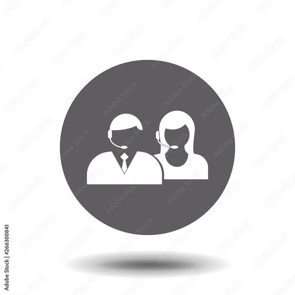 Call center worker vector icon. Assistant,callback symbol flat vector sign isolated on white background. Simple vector illustration for graphic and web design. Call center worker vector icon. Assistant,callback symbol flat vector sign isolated on white background. Simple vector illustration for graphic and web design.