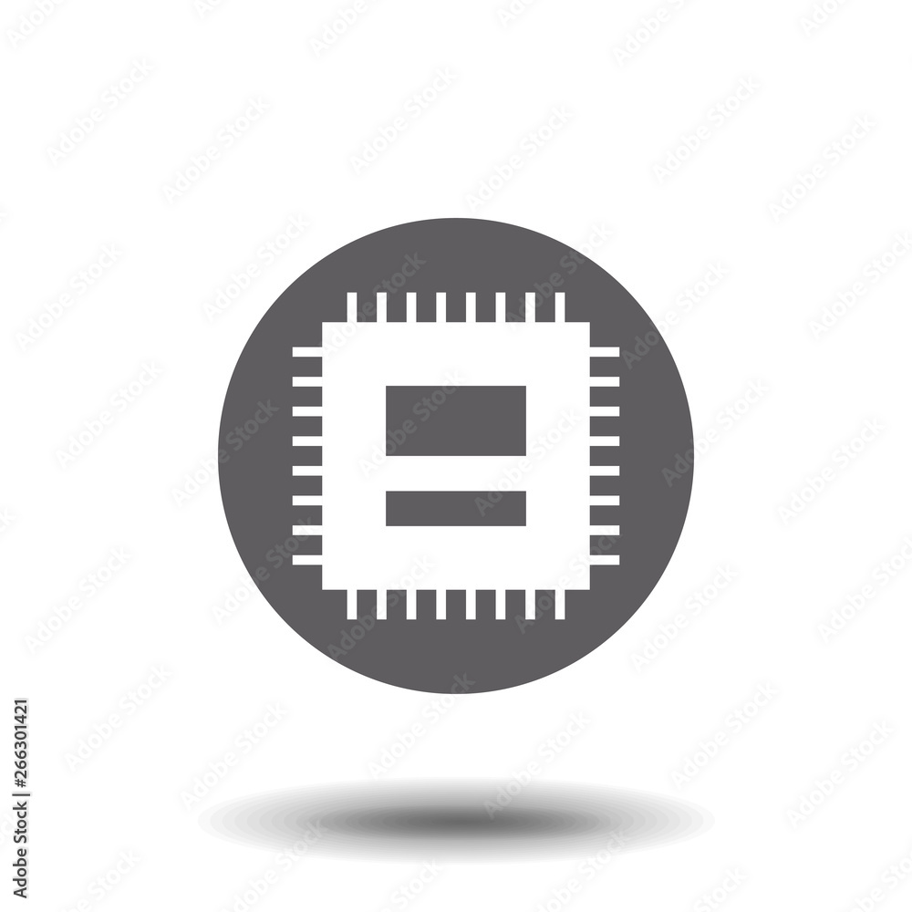 Microchip icon. CPU, Central processing unit, computer processor, chip symbol in circle. Abstract technology logo. Simple round icon isolated on background. Creative modern vector logo Microchip icon. CPU, Central processing unit, computer processor, chip symbol in circle. Abstract technology logo. Simple round icon isolated on background. Creative modern vector logo