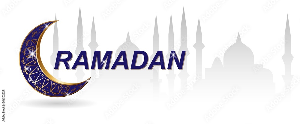 Ramadan kareem. Template islamic ornate greeting card. Golden luxurious crescen. Vector. Ramadan kareem. Template islamic ornate greeting card. Golden luxurious crescen. Vector.