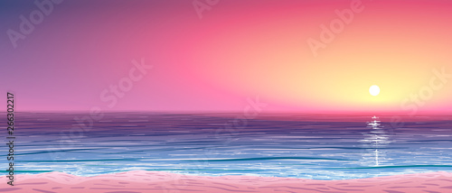 vector calm ocean shore at sunset © evgenii141