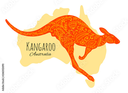 Ornate kangaroo, sketch for your design.