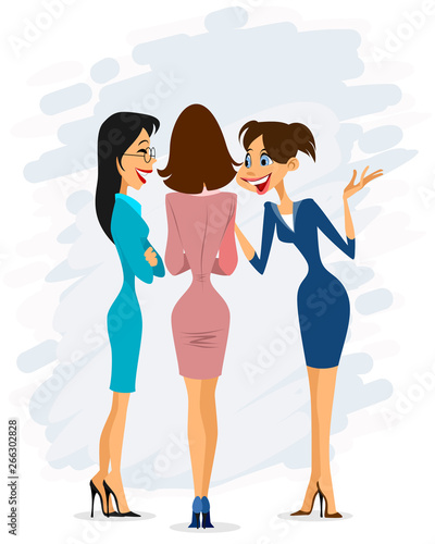 Three cheerful gossiping women