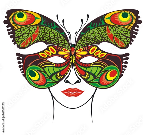 Festive mask. Butterfly filigree mask template