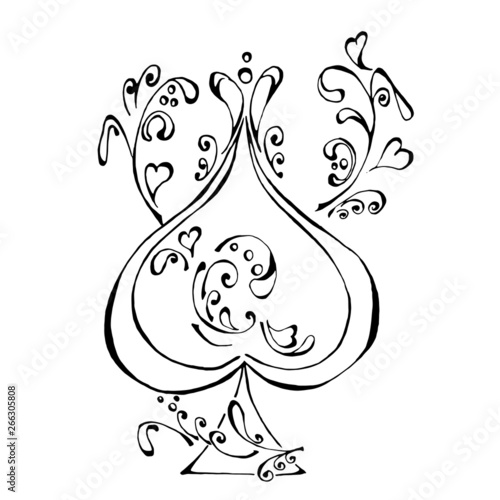 the illustration with the card of spades - ace.